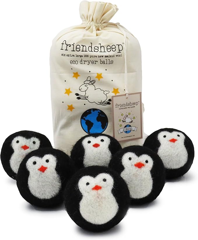 Friendsheep Wool Dryer Balls, Organic Reusable Fabric Softener Alternative (6 Pack)