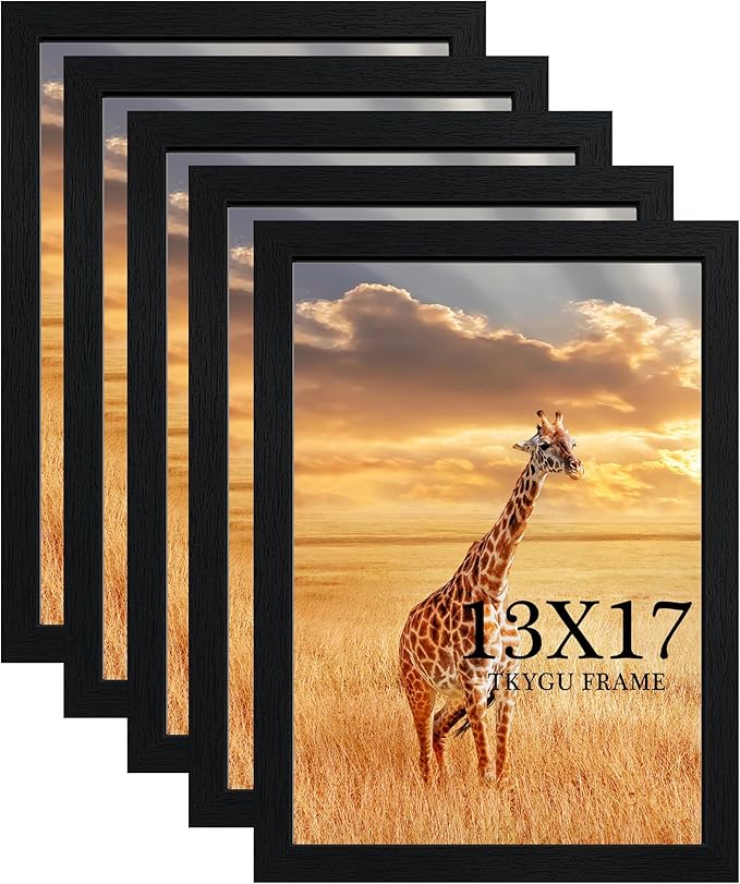 TKYGU 13x17 Picture Frame Set of 5, Wooden Frame Black