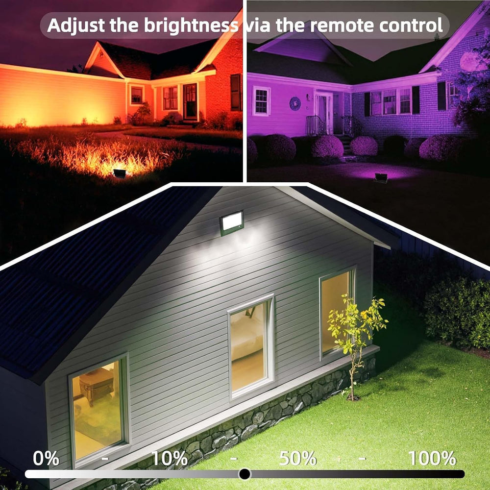 HEKEE LED Flood Light Outdoor, 50W RGB Color Changing Floodlight with Remote ...
