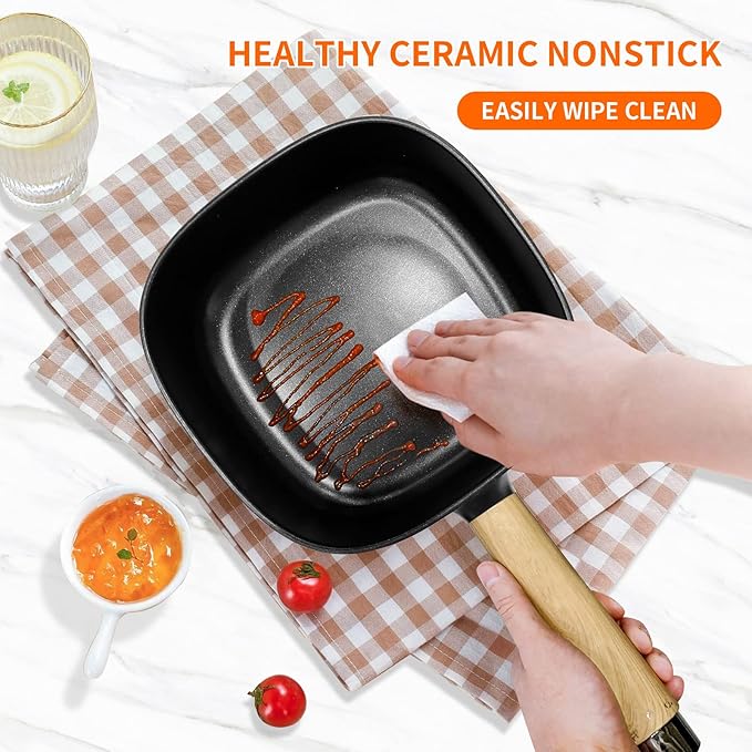 Audecook Hot Pot Electric 2L, Cermic Glaze Non-Stick Frying Pan 8 Inch
