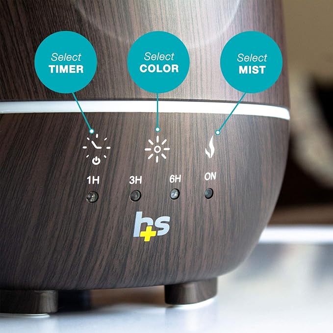 HealthSmart Essential Oil Diffuser, Cool Mist Humidifier and Aromatherapy (Pack of 2)