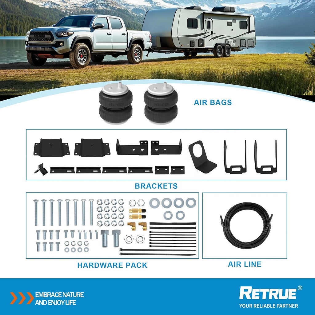 retrue rear air bags suspension kit compatible with, front angle view