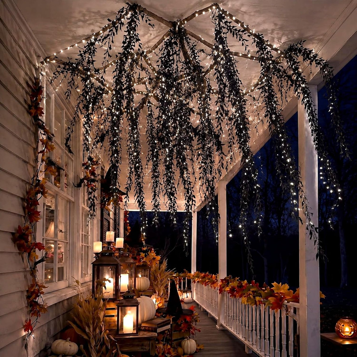 Bucherry 36 Pcs 3D Halloween Tree Decoration Black Willow Vine Twig Garland