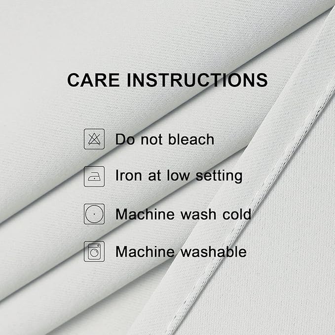 CUCRAF Grayish White Blackout Curtains 96 Inches Long, Thermal Insulated Noise