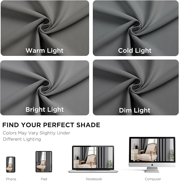 CUCRAF Room Darkening Curtains for Bedroom, Light Blocking Drapes for Living (Set of 2)