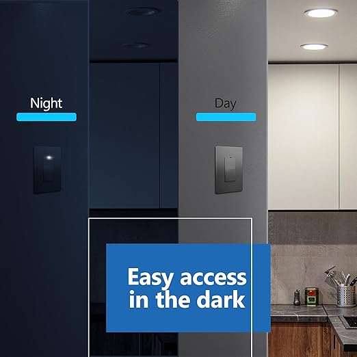 LIDER Minimalist Design Matte Finish Lighted Decorator Switch, Frameless Paddle (5-Pack)