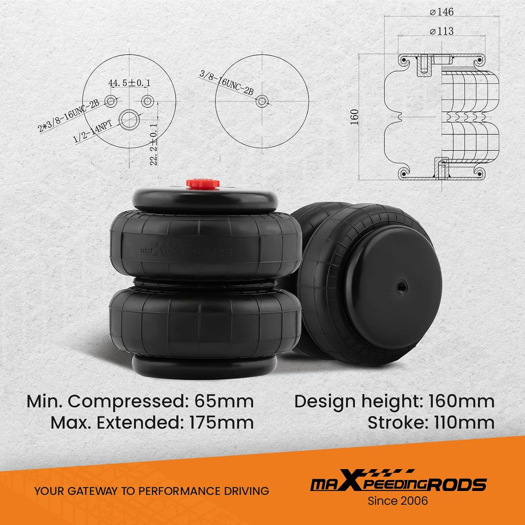 maxpeedingrods air suspension bags double bellow standard 2500 shown in use