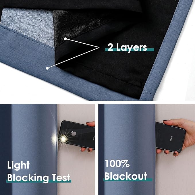 ChrisDowa 100% Blackout Curtains 90 inch Long