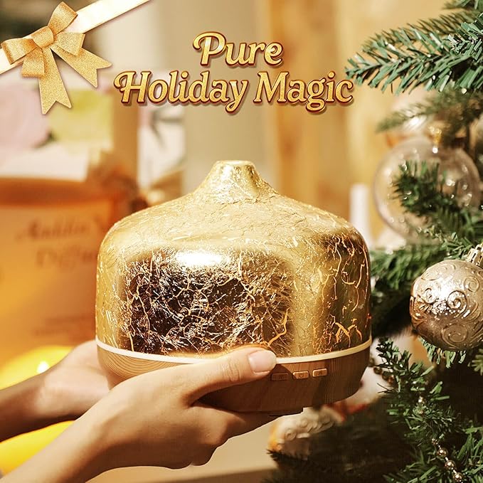 Porseme 500ml Essential Oil Diffuser Gold Plated Glass Aromatherapy Ultrasonic