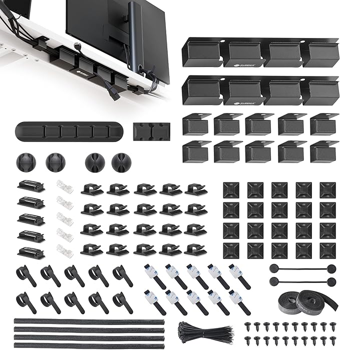 EUREKA ERGONOMIC Metal 316 PCS Cable Management Organizer Kit Cable Raceways