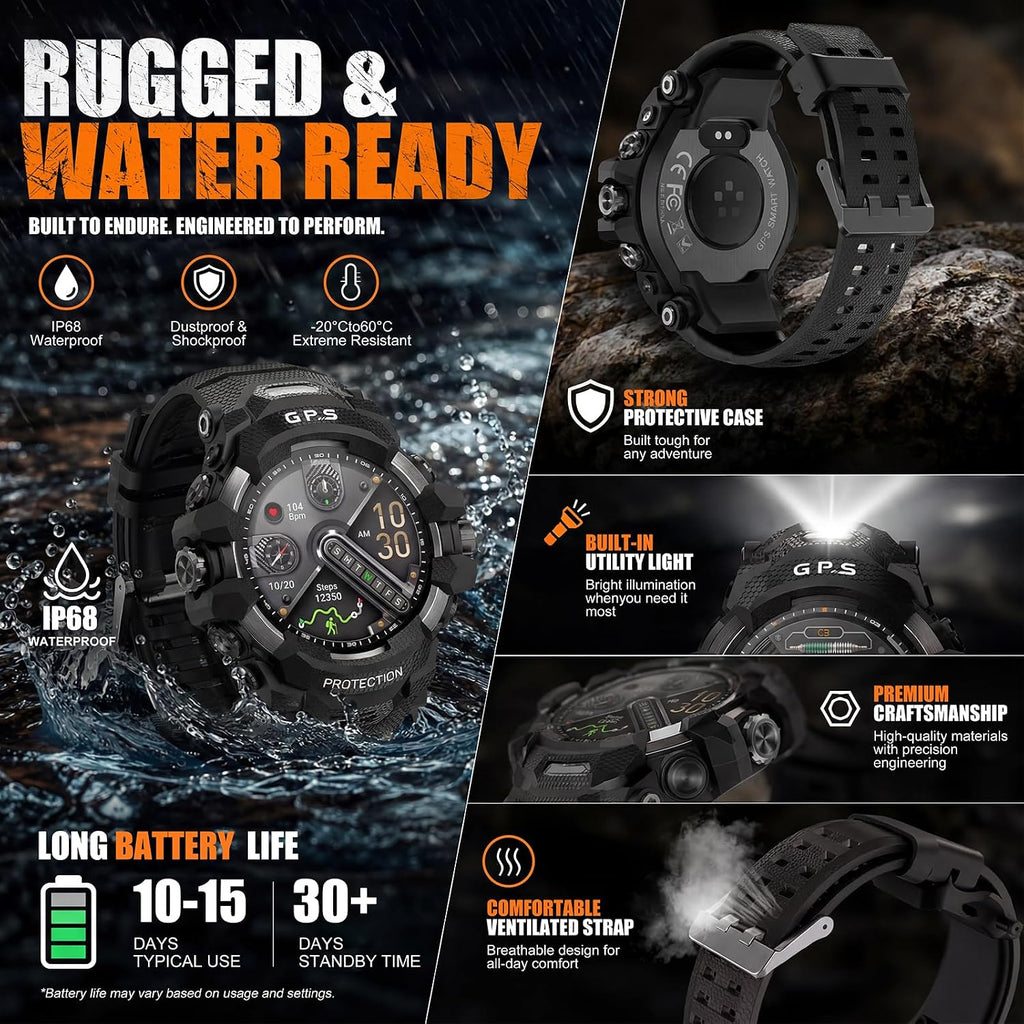 smart watch for men with built-in gps, 1.43" on a desk or shelf