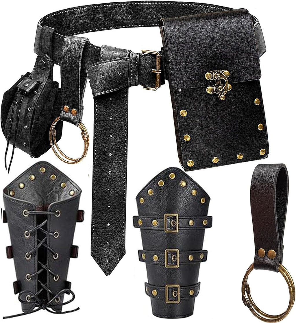 Renaissance Belt Pouch Purse Viking Bracer Hook Halloween Set Medieval Festival Costume Accessory Casual Fanny Pack Waist Bag