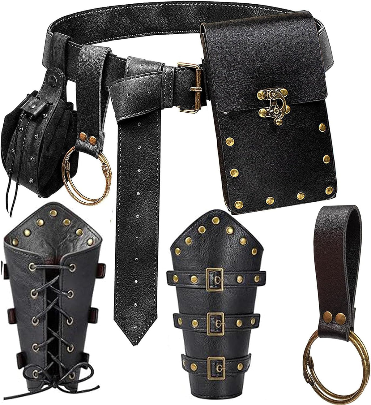 Renaissance Belt Pouch Purse Viking Bracer Hook Halloween Set Medieval Festival Costume Accessory Casual Fanny Pack Waist Bag