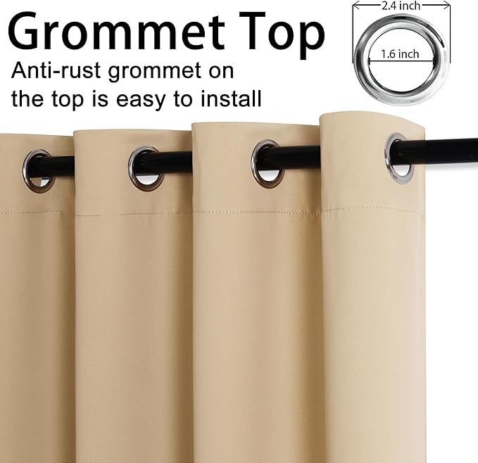 JIUZHEN Beige Blackout Curtains
