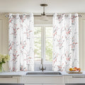 MYSKY HOME Kitchen Curtains 45 inch Length Floral Curtains Thermal Insulated