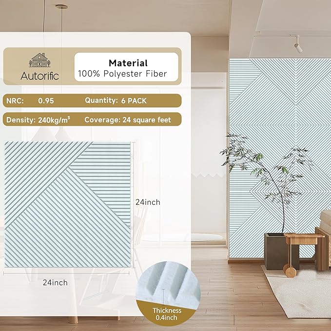 Acoustic Panels for Wall and Ceiling (6 Pack)