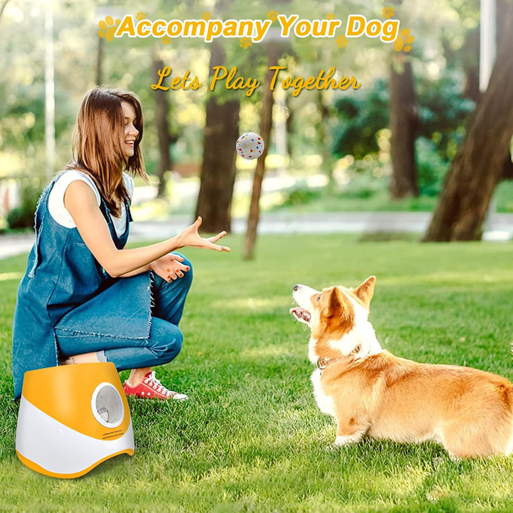 soco automatic dog ball launcher, 3 distances to on a desk or shelf