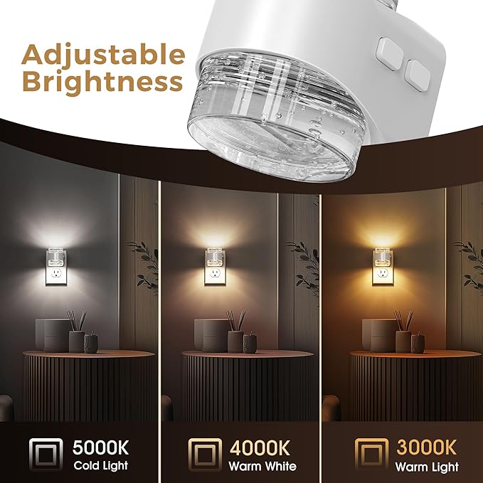 L LOHAS LED Night Light, 3CCT Bubble Night Lights Plug into Wall, 2 Pack