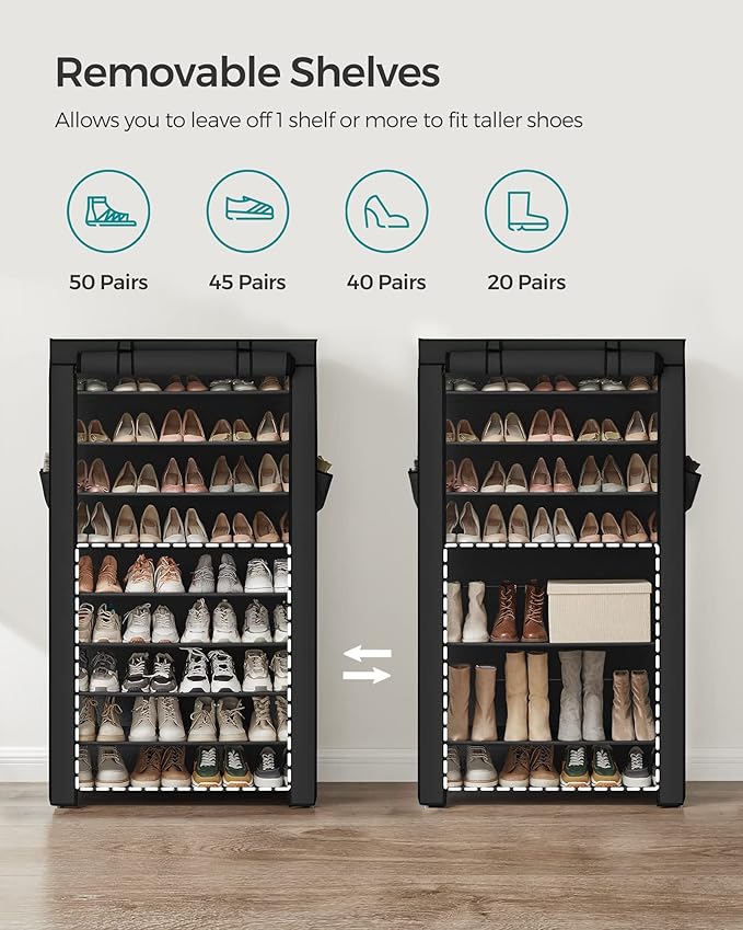 SONGMICS 10-Tier Shoe Rack, Shoe Storage Cabinet (50 Pairs)