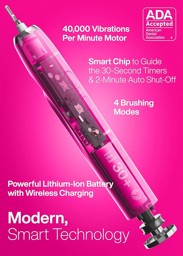 Aquasonic Vibe Series Ultra-Whitening Toothbrush – ADA Accepted Electric