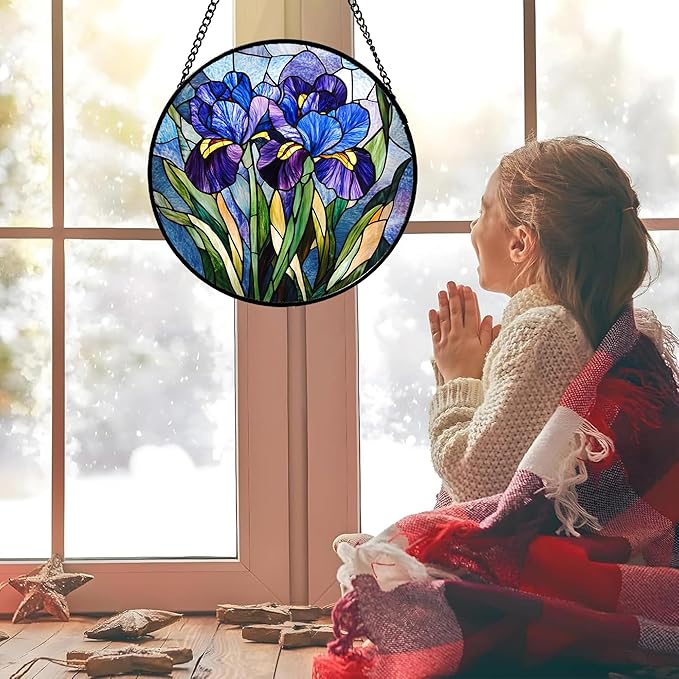 CRISGIF Stained Glass Window Hanging