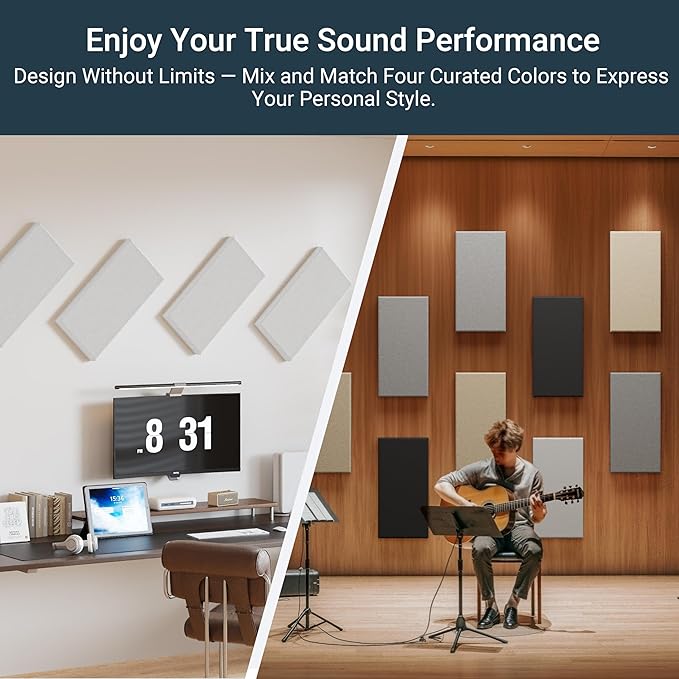 4 Pack High-Density Core with Fabric Cover Acoustic Panels – 24×12×2 In