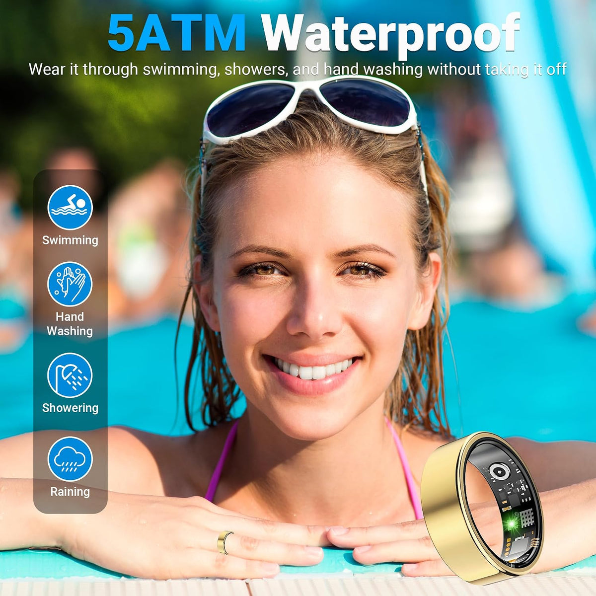 smart ring for women men, fitness ring without, side view