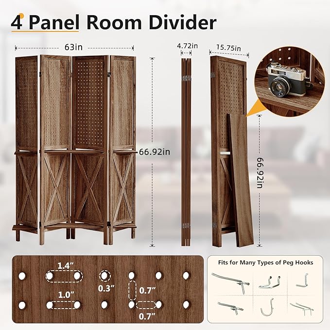 Aleesing 4 Panel Pegboard Display