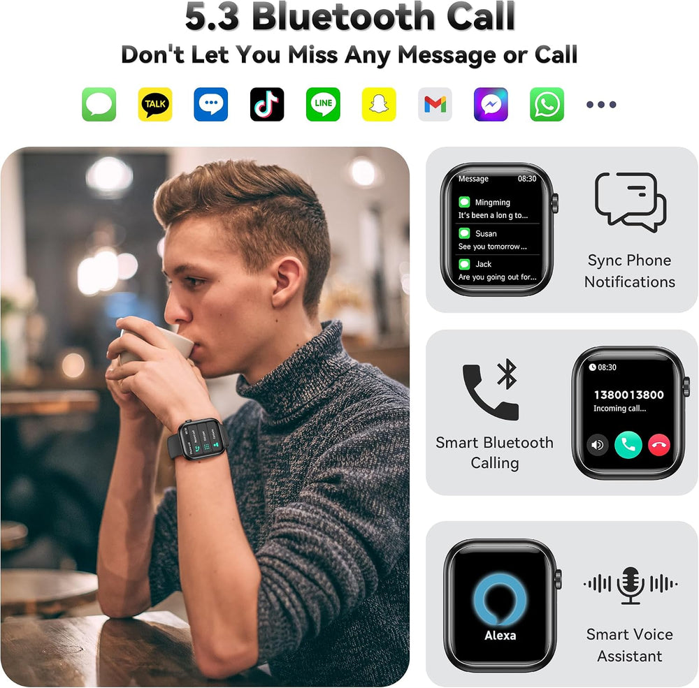 Smart Watch for Men Women(Answer/Make Call), 1.83" Fitness Watch with He...
