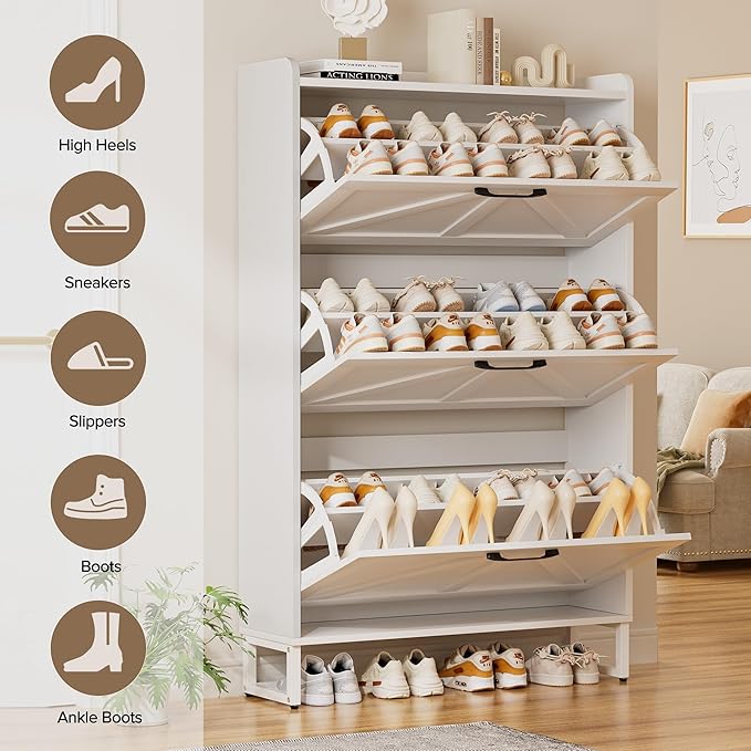 EOYUTLLY Shoe Cabinet Storage for Entryway, Narrow Shoe Rack