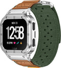 MioHHR Nylon Bands with Stainless Steel Case for Fitbit Versa 4 3 2 1 Lite