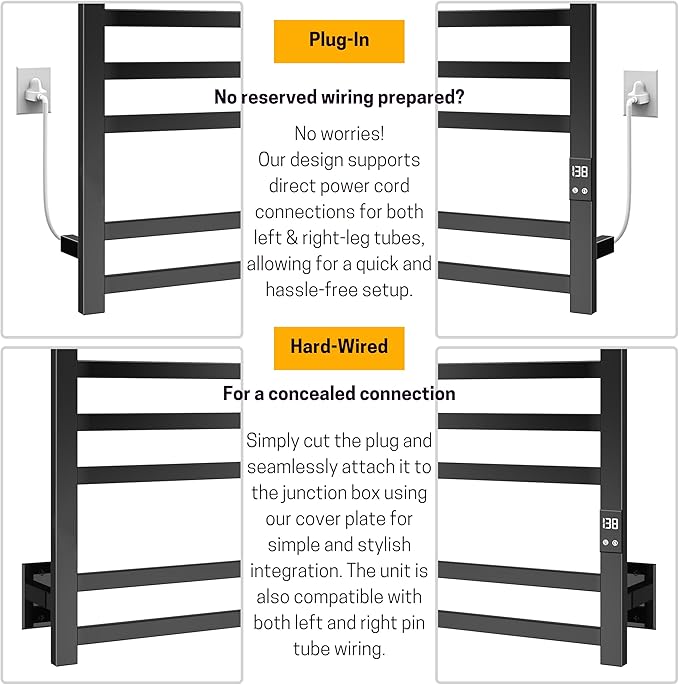 8-Bar Electric Heated Towel Warmer, Fast Heating