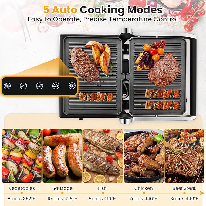 COSTWAY Electric Panini Press Grill, 1200W Gourmet Sandwich Maker w/Non-Stick