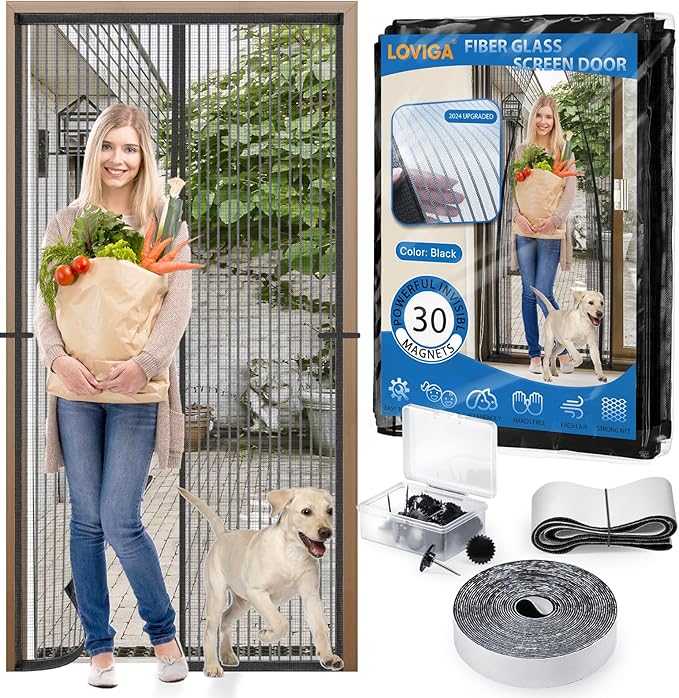 Heavy Duty Door Screen Magnetic Closure, LOVIGA Thickened Fiberglass Screen