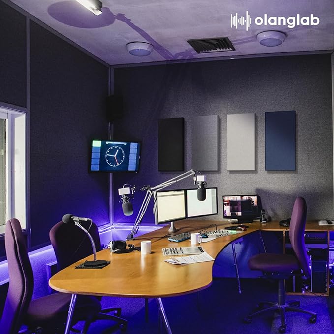 Olanglab Fiberglass Acoustic Wall Panels 4 Pack, 11.8'' x 23.6'' Sound Panels