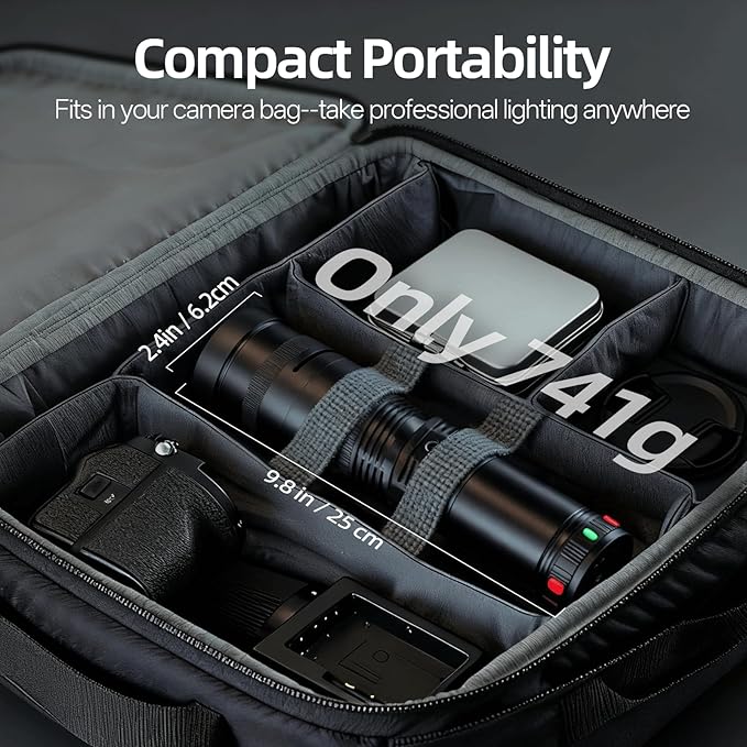 Alluneitter 40W LED Photography Flashlight Aluminum, Professional Imaging Lens