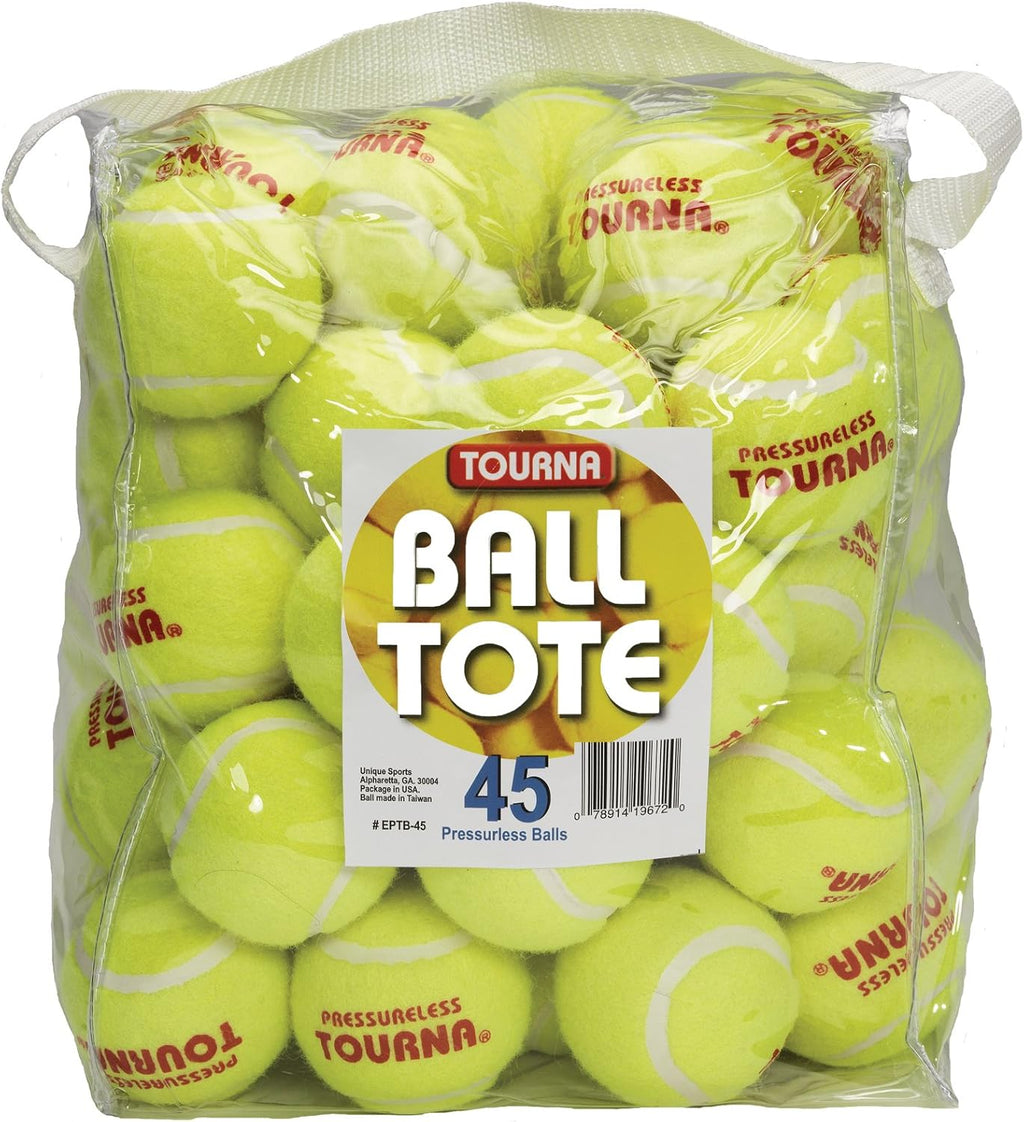 Tourna Pressureless Tennis Balls with Vinyl Tote (45 pack of balls)