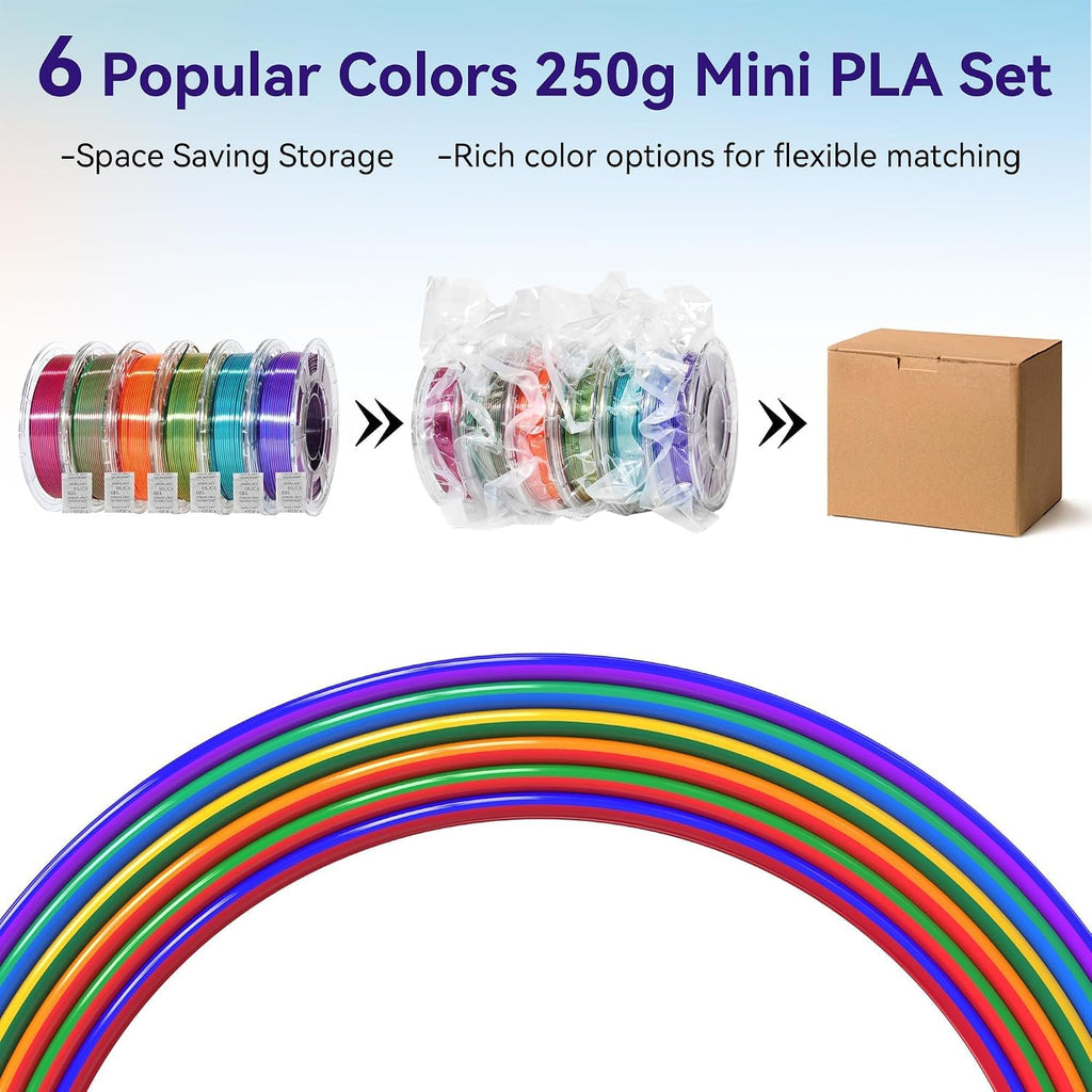 Dynta 3D Printer Filament Bundle, Silk PLA 6x250g Shiny Dual Color 1.75mm