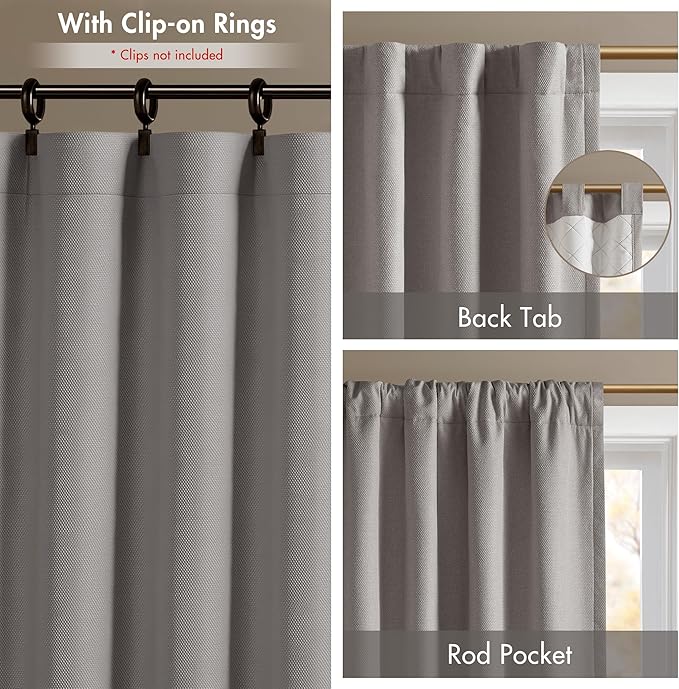 Madison Park Karien 100% Blackout Curtains 52x84 – Grey, 2-Layer Noise Blocking (2-PK)