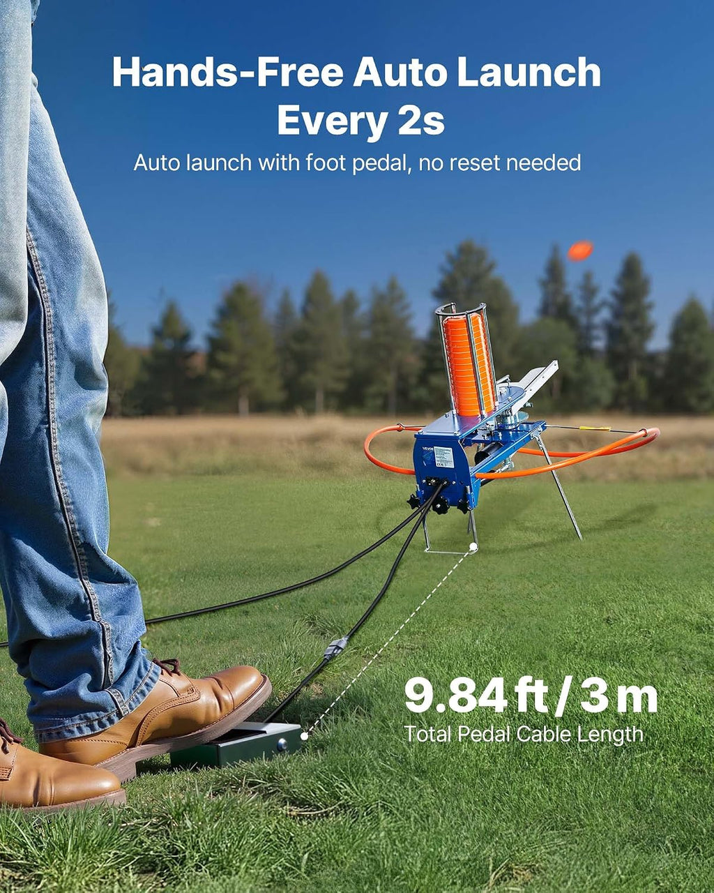 VEVOR Clay Pigeon Thrower, Automatic Skeet and Trap Launcher with Adjustable Angle & Foot Pedal for Clays Throwing Shooting Sports