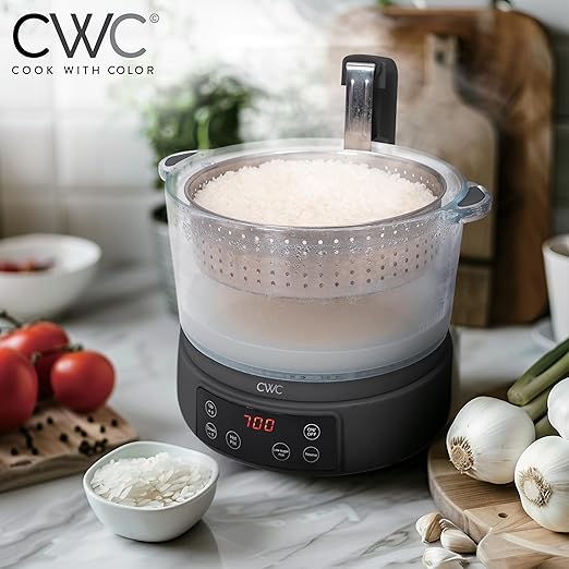 COOK WITH COLOR 3L Glass Mini Low Carb Rice Cooker – Holds 2 Cups Raw/Makes 6