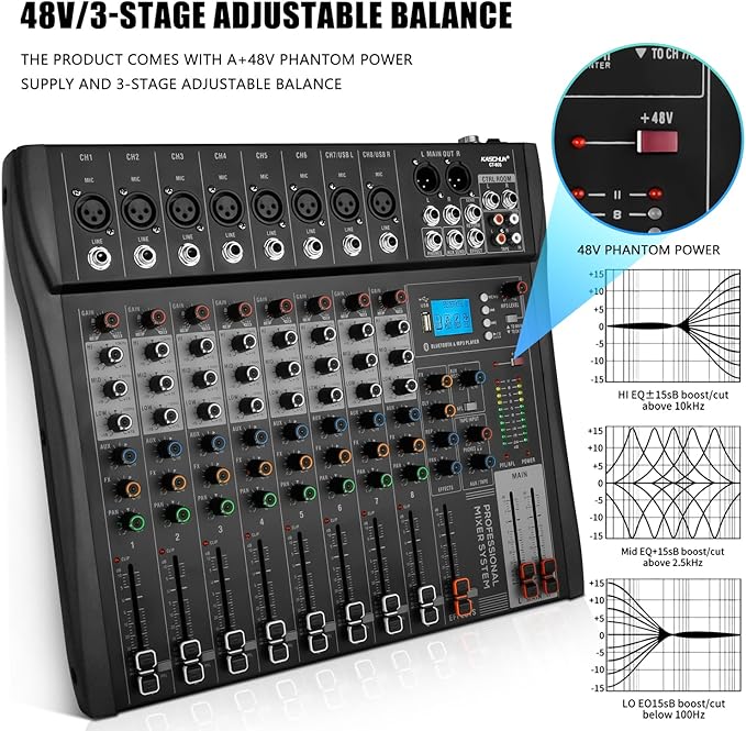 8 Channel Professional Audio Mixer