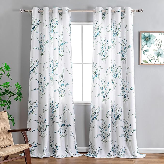 MYSKY HOME Floral Curtains 108 Inches Long