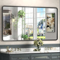 55x30 Black Matte Mirror for Bathroom, Large Rounded Mirror for Bathroom