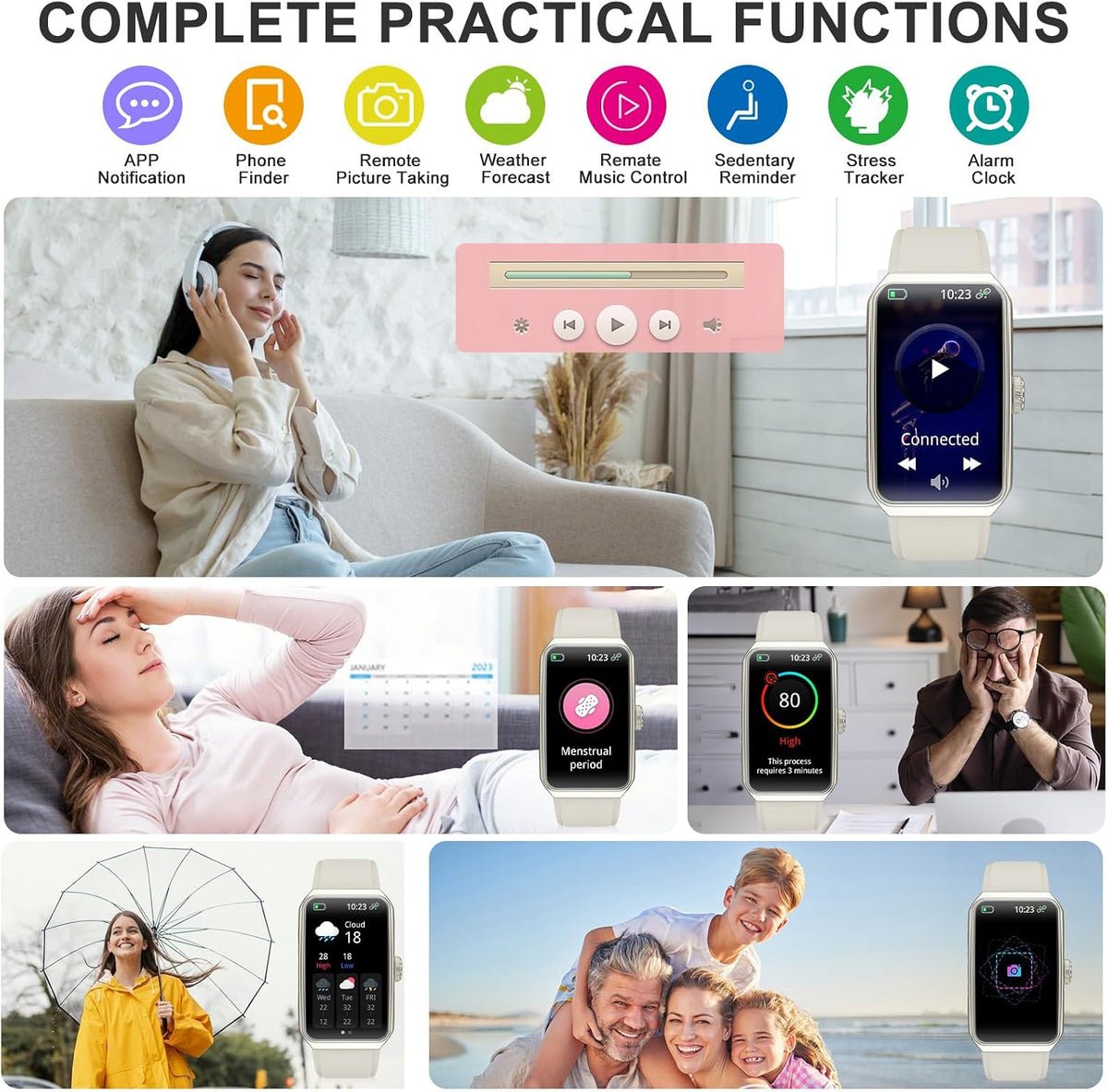Fitness Tracker, Step Counter with 24/7 Heart Rate Blood Oxygen Sleep Monitor, Fitness Watch with 100+ Sports Modes, Waterproof Activity Smart Watches for Women Men Android iOS