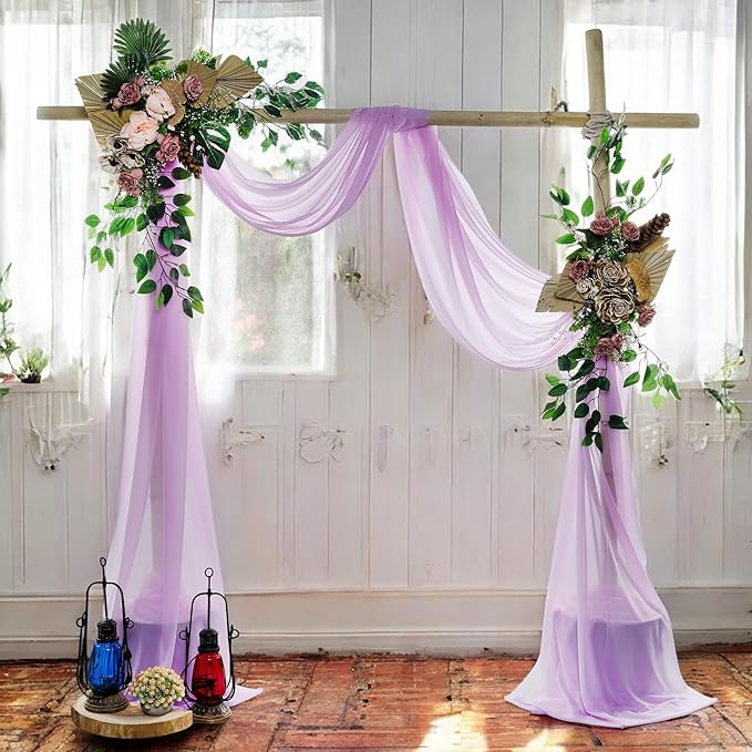 MDS Halloween Chiffon Draping Fabric - 2 Panel, 30" Wide x 40ft Long - Sheer Spooky Arbor & Canopy Drapery for Haunted House Backdrops, Party Ceilings, DIY Costumes & Themed Events - Orchid (Pack of 2)