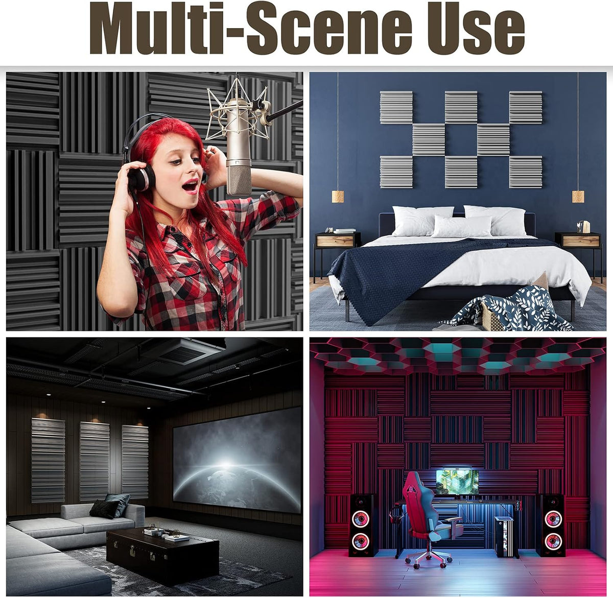 18 Pack Sound Proof Foam Panels, 12" x 12" x 2" High-Density Acoustic Foam