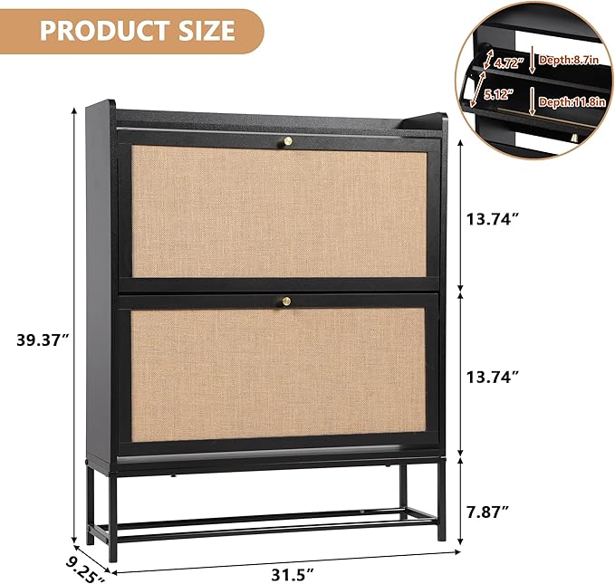 AVZEAR Narrow Shoe Storage Cabinet