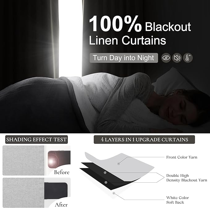Light Grey Blackout Curtains 96 Inch Length 2 Panels Set