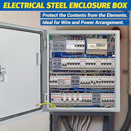 Electrical Box 12 x 12 x 8'' Steel Electrical Junction Box，NEMA 4X Steel